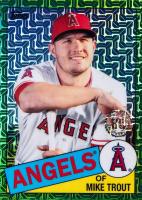 2020 Topps Silver Pack 1985 Chrome Promo #1 Mike Trout Green Refractor Baseball Card