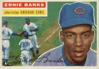 1956 Topps #15 Ernie Banks White back Baseball Card