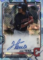 2021 Bowman Chrome Sapphire Edition Autographs #BSPAJTO Jose Tena Aqua Baseball Card