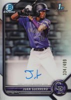 2022 Bowman Chrome Prospect Autographs #CPAJGO Juan Guerrero Refractor Baseball Card
