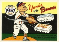 1970 Fleer World Series #54 1957 Yankees vs. Braves Baseball Card