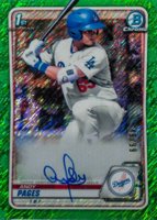 2020 Bowman Chrome Prospect Autographs #CPAAP Andy Pages Green Shimmer Baseball Card