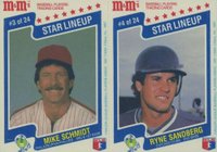 1987 M & M's Perforated # Schmidt/Sandberg Panel Baseball Card