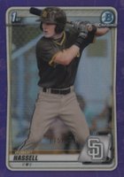 2020 Bowman Draft #BD39 Robert Hassell Chrome-Purple Refractor Baseball Card