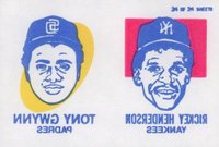 1986 Topps Tattoos Perforated # Rickey Henderson/Tony Gwynn Baseball Card