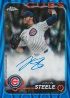2024 Topps Chrome Update Chrome Baseball Update Series Autographs #ACJST Justin Steele Blue Raywave Baseball Card