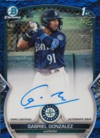 2023 Bowman Chrome Prospect Autographs #CPAGG Gabriel Gonzalez Blue Lunar Crater Refractor Baseball Card