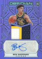 2023 Panini Obsidian #205 Ben Sheppard Jersey Autograph-Electric Etch Purple Flood Basketball Card