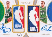 2020 Panini Immaculate Collection Dual Logoman Autographs #LLD Larry Bird/Luka Doncic Basketball Card