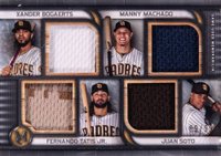 2023 Topps Museum Collection Four-Player Primary Pieces Quad Relics #BMTS Fernando Tatis Jr./Juan Soto/Manny Machado/Xander Bogaerts Baseball Card