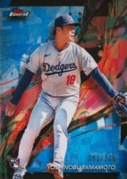 2024 Topps Finest #50 Yoshinobu Yamamoto Blue Refractor Baseball Card