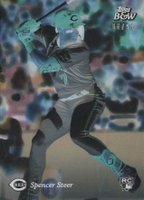 2023 Topps Black and White #11 Spencer Steer Color Photo Negative Baseball Card