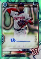 2021 Bowman Draft Chrome Draft Pick Autographs #CDATWH T.J. White Aqua Lava Refractor Baseball Card