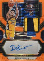 2023 Panini Select Rookie Jersey Autographs #RJSHP Ben Sheppard Neon Orange Pulsar Fotl Basketball Card