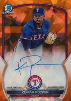 2023 Bowman Sapphire Edition Chrome Prospects Autographs #BSPAKR Kumar Rocker Orange Baseball Card
