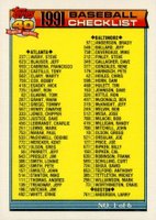 1991 Topps Desert Shield #131 Checklist #1 Baseball Card