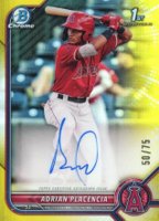 2022 Bowman Chrome Prospect Autographs #CPAAPA Adrian Placencia Yellow Refractor Baseball Card