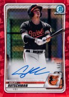 2020 Bowman Chrome Prospect Autographs #CPAAR Adley Rutschman Red Refractor Baseball Card
