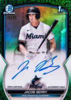 2023 Bowman Chrome Prospect Autographs #CPAJB Jacob Berry Green Grass Refractor Baseball Card