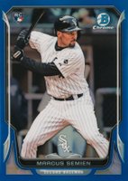 2014 Bowman Chrome #10 Marcus Semien Blue Refractor Baseball Card