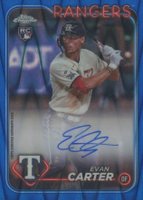 2024 Topps Chrome Rookie Autographs #RAEC Evan Carter Blue Raywave Refractor Baseball Card