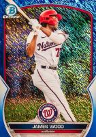 2023 Bowman Chrome Prospects #BCP129 James Wood Blue Shimmer Refractor Baseball Card