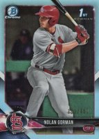 2018 Bowman Draft #BDC117 Nolan Gorman Chrome-Sky Blue Refractor Baseball Card