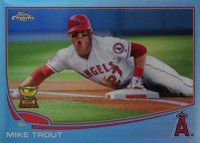2013 Topps Chrome #1 Mike Trout Sliding-Blue Refractor Baseball Card