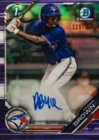 2019 Bowman Draft Chrome Draft Picks Autograph #CDADB Dasan Brown Purple Refractor Baseball Card