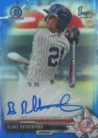 2017 Bowman Prospects Autographs #BR Blake Rutherford Chrome-Blue Refractor Baseball Card