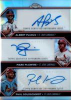 2023 Topps Chrome Update Triple Autographs #PMG Albert Pujols/Mark McGwire/Paul Goldschmidt Baseball Card