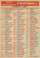 1956 Topps # Checklist 1-120 Football Card