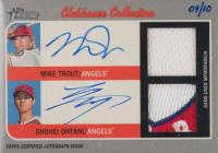 2019 Topps Heritage Clubhouse Collection Dual Autograph Relics #TO Mike Trout/Shohei Ohtani Baseball Card