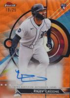 2023 Topps Finest Finest Autographs #RG Riley Greene Orange Wave Baseball Card