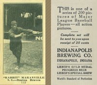 1916 Indianapolis Brewing #112 Rabbit Maranville Baseball Card