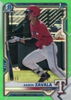 2021 Bowman Draft #BDC101 Aaron Zavala Chrome-Green Refractor Baseball Card