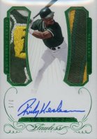 2016 Panini Flawless Greats Dual Memorabilia Autographs #GD-RH Rickey Henderson Emerald Baseball Card