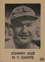 1948 Blue Tint #30 Johnny Mize Hand Cut Baseball Card