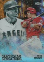 2018 Topps Chrome Superstar Sensations #SS-6 Mike Trout Orange Refractor Baseball Card
