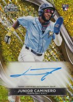 2024 Topps Chrome Black Autographs #JCA Junior Caminero Gold Mini Diamond Refractor Baseball Card