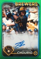 2024 Topps Chrome Rookie Autographs #RAJC Jackson Chourio Green Refractor Baseball Card