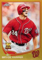 2013 Topps Chrome #220 Bryce Harper Watching Ball-Gold Refractor Baseball Card