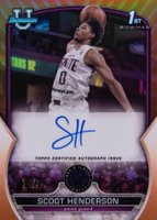 2022 Bowman Chrome University #102 Scoot Henderson Prospect Autograph-Orange Refractor Basketball Card