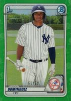 2020 Bowman Chrome Prospects #BCP8 Jasson Dominguez Green Refractor Baseball Card