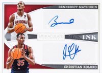 2022 Panini Immaculate Collection Collegiate Immaculate Ink Dual Autographs #IDAARI Bennedict Mathurin/Christian Koloko Basketball Card