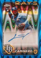 2024 Topps Chrome Update Chrome Baseball Update Series Autographs #ACJCA Junior Caminero Blue Raywave Baseball Card