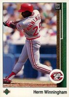 1989 Upper Deck #636e Herm Winningham rror-W1Nningham on Back Baseball Card