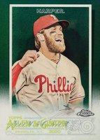2020 Topps Allen & Ginter Chrome #16 Bryce Harper Green Refractor Baseball Card