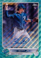 2022 Topps Chrome Rookie Autographs #RABW Bobby Witt Jr. Aqua Wave Refractor Baseball Card