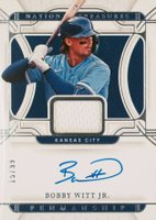 2022 Panini National Treasures Penmanship Materials Signatures #BWJ Bobby Witt Jr. Baseball Card